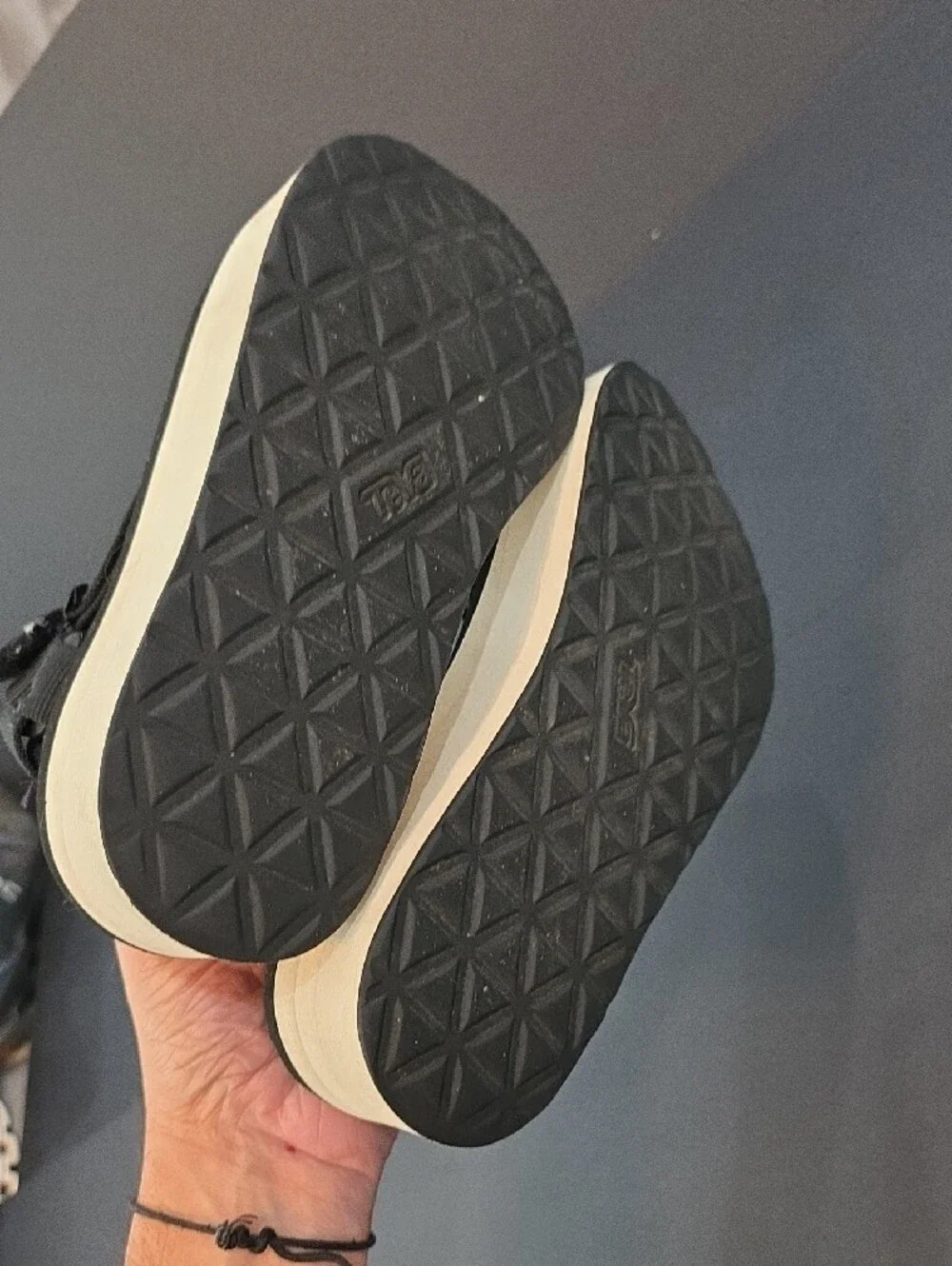 Teva Women's Black and Cream Platform Sandals Size 8